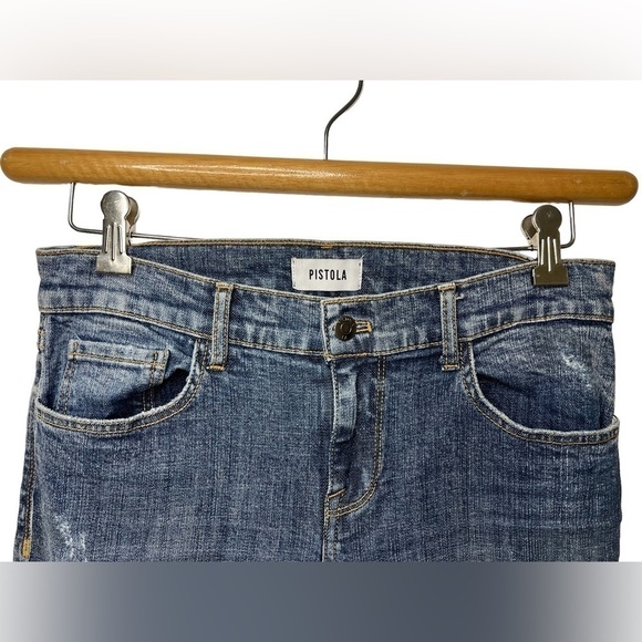 Pistola Vintage Wash Distressed Raw Hem Skinny High Rise Jeans Size 26 Stretch - Picture 3 of 6